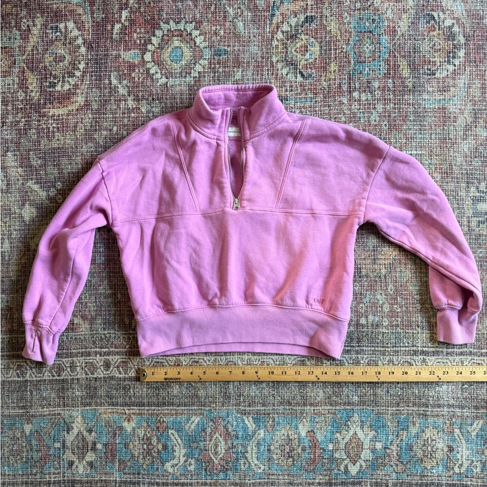 Abercrombie Kids 11/12 Cropped Pink Half-Zip Pullover Sweater